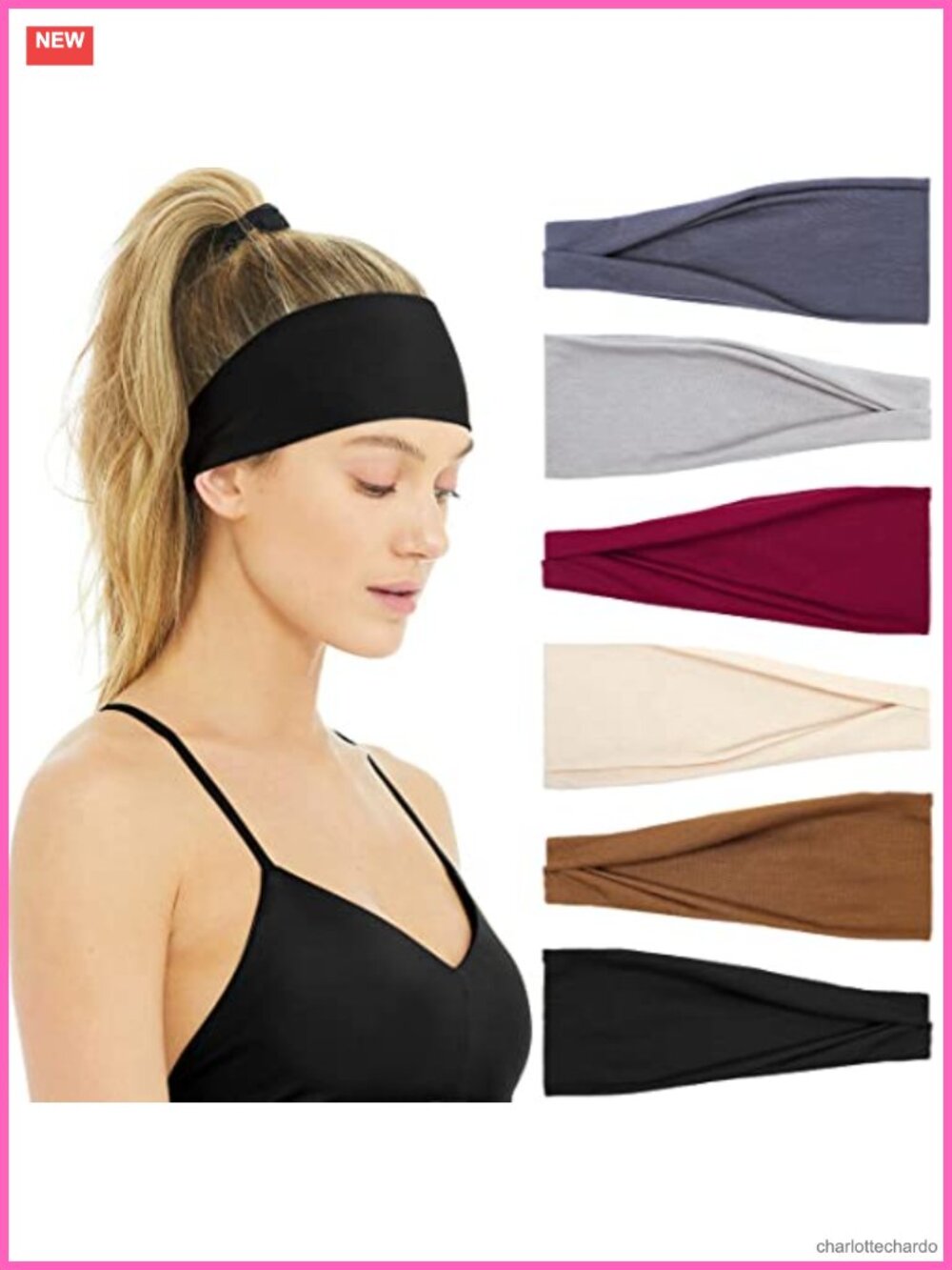 Women's Wide Non-Slip Elastic Sports Headbands Polyester Spandex Sweatband